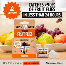 Super Ninja Fruit Fly Trap - 1 pack, Highly Effective Fruit Fly Killer for Home