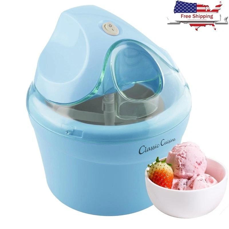 Compact Electric Ice Cream Maker W/ Recipe Book Gelato Sorbet Yogurt Desserts US