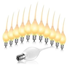 Silicone Dipped Candle Light Bulbs, 5 Watt Flame Light Bulb, C7/E12 