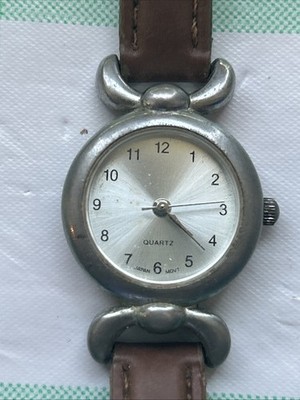 Silver Tone Brown Band Women