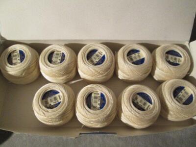 9 x20 Gram Balls DMC #30 Ecru Crochet Cotton Lot 190488 #077540077700