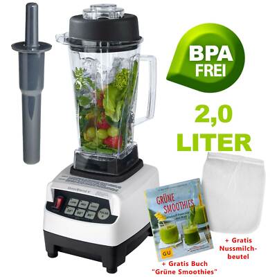 JTC Omniblend Power Mixer Blender Icecrusher weiß 2,0l BPA-Frei +Smoothie Buch