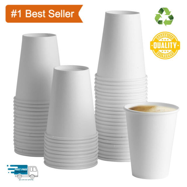 8oz Single Wall White Paper Cups for Hot & Cold Drinks Premium Disposable Cups