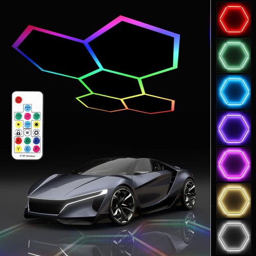 5x Weiß/RGB Hexagon LED Garagenlicht Decken-Waben-Panel-Lampe Zimmer Bar-Lampen - Picture 6 of 31