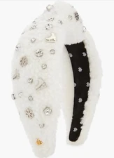 NWT $198 Lele Sadoughi Shearling Knotted Headband Crystal Skate Snowflake Crown