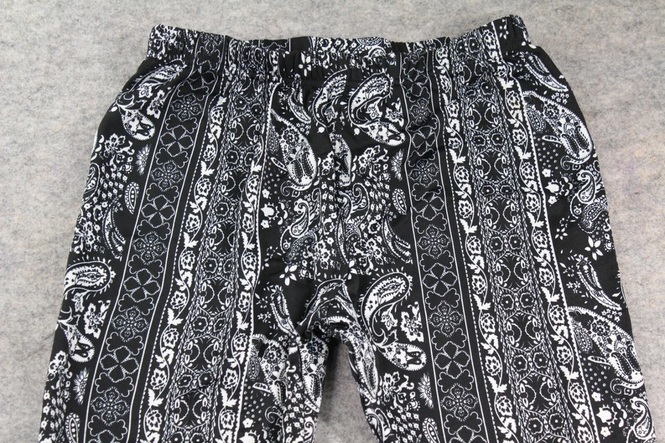 Pantalones Lildy Talla Grande/Extra Grande Polar Leggings Negro Blanco Paisley Pull On Foto 2 de 4