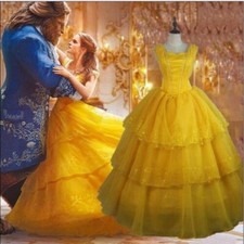 Beauty and The Beast Adult Belle Princess Cosplay Costume Ball Gown Fancy Dress