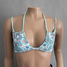VDM The Label Revolve Swim Bikini Top Women S Light Blue Paisley Reversible NWT