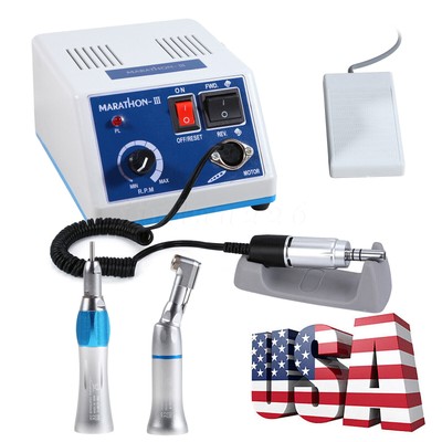 Dental Lab Marathon-III Electric Micromotor +Contra Angle Straight Handpiece Kit
