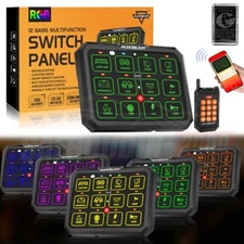 AUXBEAM 8 Gang RGB Switch Panel+Remote Control Light  Set For Jeep Marine ATV US