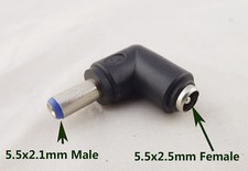 1x DC 5.5 x 2.5mm Female To 5.5 x 2.1mm Male Right Angle Power Adapter Connector