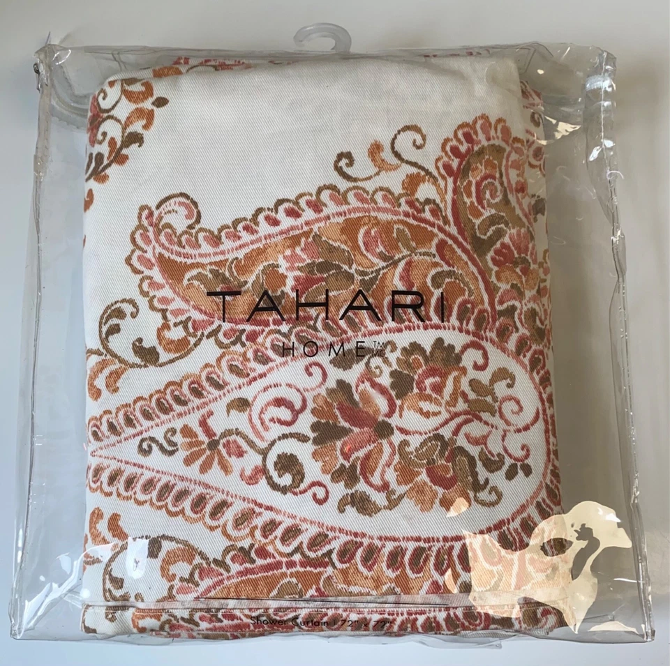 Тканевая занавеска для душа TAHARI HOME МЕДАЛЬОН ВЕНДОМА оранжевая коричневая - Изображение 4 из 4