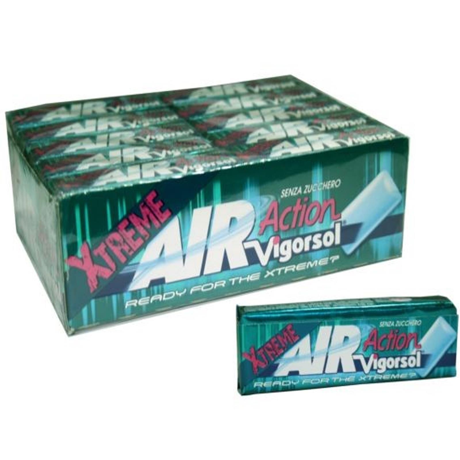 10 BL. GOMME MASTICARE VIGORSOL AIR ACTION XTREME STRONG MINT CHEWING GUM VERDE