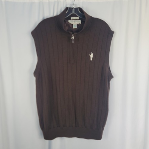 Fairway & Greene braun windgefüttert Merinowolle Pullover Weste Herren Gr. XL
