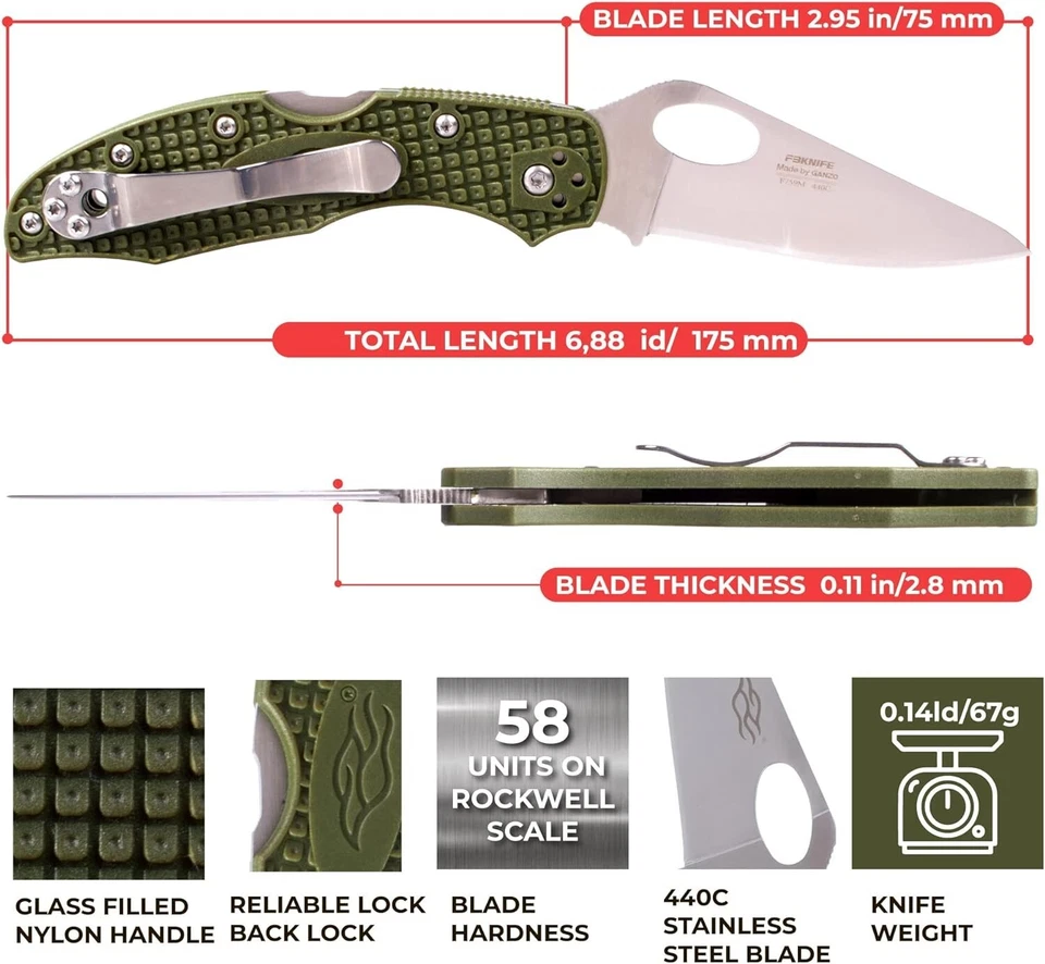 Firebird GANZO F759M-GR Pocket Folding Knife 440C Stainless Steel Blade - Image 2 of 4