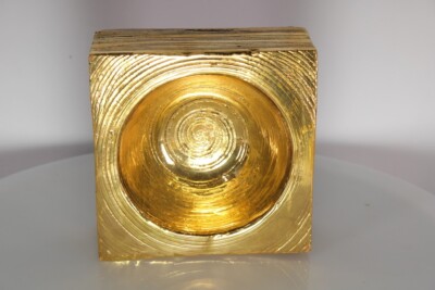 Bitossi Aschenbecher Gold Italien 1970 Keramik signiert Vintage