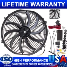 16Inch Electric Radiator Cooling Fan Thermostat Kit 3500 CFM Reversible Push 12V