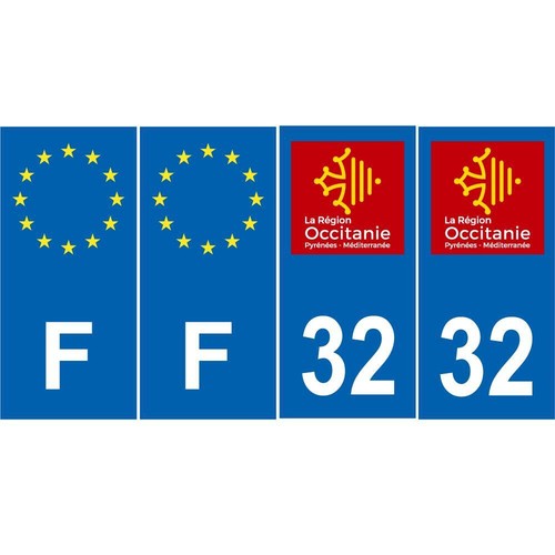 Pack De 4 Autocollants Style Plaque D'immatriculation Black Edition - Modèle F+ 26, Fabrication Française, Garantie 1 An