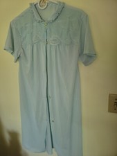 Philbraid Vtg Button Down Nightgown Aqua With Lace And Embroidery Sz Large