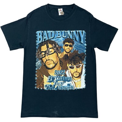 Bad Bunny 2022 El Ultimo Tour Del Mundo Rap Black Graphic Concert t-shirt size S