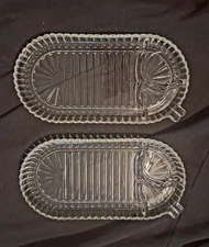 Vintage Anchor Hocking Crystal Clear Glass Relish Trays Set of 2