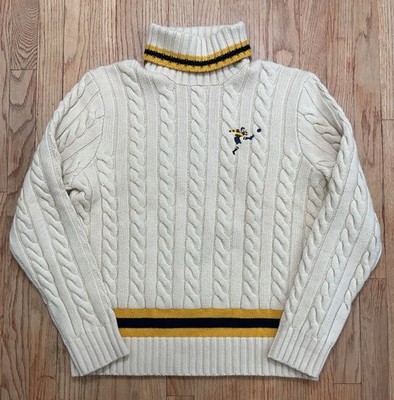Polo Ralph Lauren Cable Knit Wool Blend Turtleneck Rugby Sweater Rare Size XL