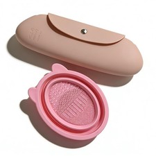 Silicone Makeup Brush Holder Foldable Cleaner Set Travel Pink