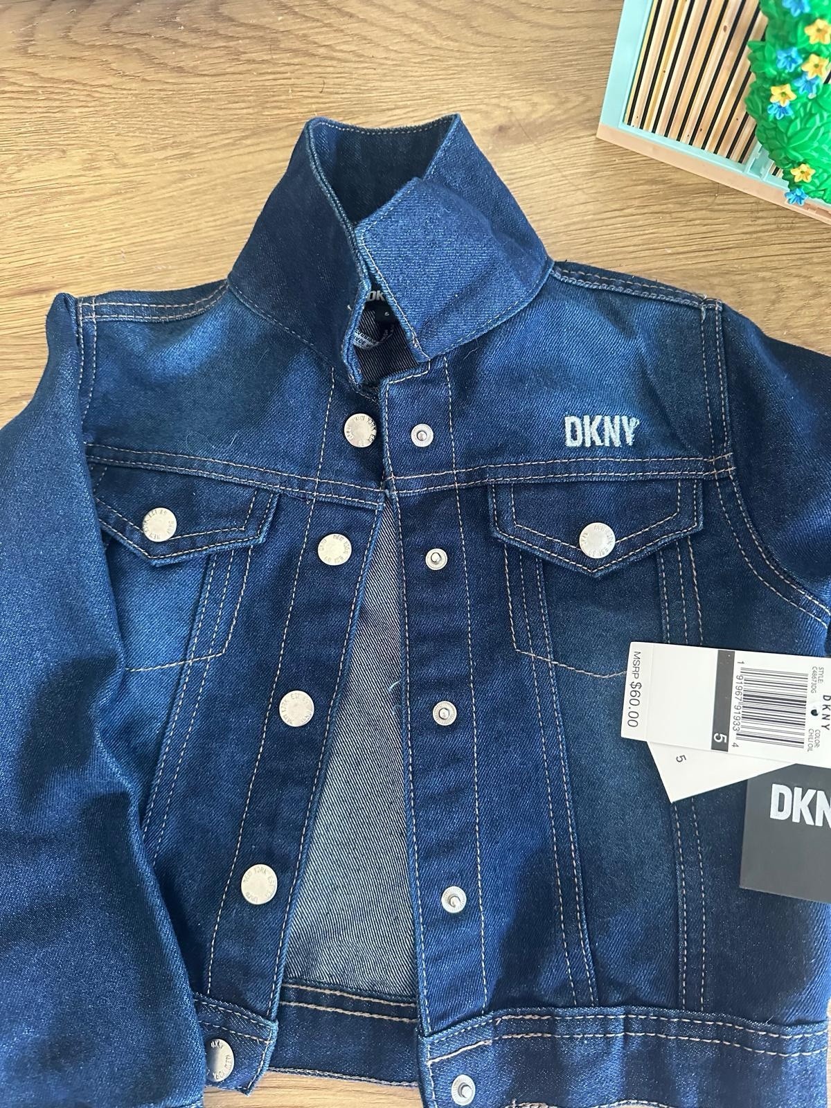 a DKNY Little Girls' Logo Denim Jacket.