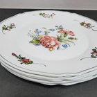 VTG Arcopal France Provincial Floral Dinner Plates Milk Glass Scalloped Lot of 5