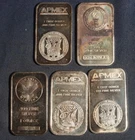 FIVE (5)  1 OZ .999 SILVER INGOTS ( 5 OZ TOTAL)  LOT 180552