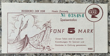 Deutschland DDR Hotelgeld Reiseb&uuml;ro zu 5 Mark 1985 Gutschein, Kassenfrisch !