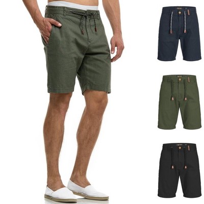 Indicode Herren Leinenshorts INStormsun-Kurze Hose Bermuda Shorts Kordelzug