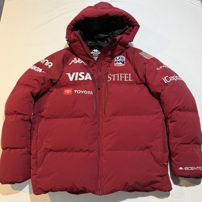 Kappa US Ski Team Down Jacket Men's L Puffer  6Cento Red - Worn Twice - Sponsors