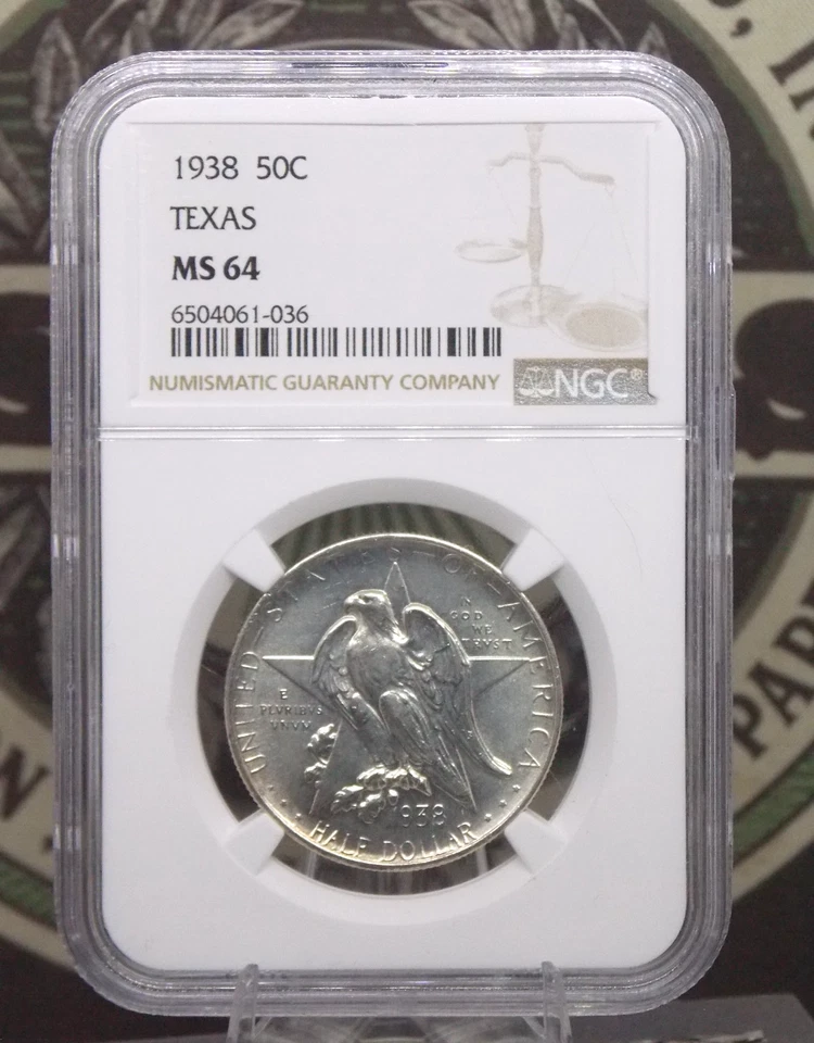 1938 "P" Commemorative *TEXAS* Half Dollar 50c NGC MS64 #036 BU Unc ECC&C, Inc. - Image 3 of 4