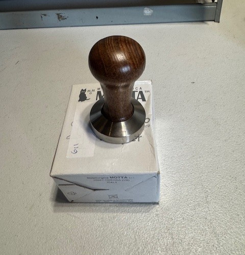 Motta Metallurgica 54 mm Coffee/Espresso Brown Tamper. Stainless Steel Flat Base