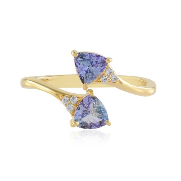 Cavill Damen Ring Sterlingsilber Goldplattiert 0,73Ct Tansanit Lila- Echtschmuck-image