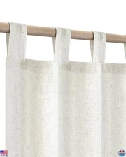 Chic Farmhouse Linen Curtains, 84", Set of 2, Semi-Sheer Light Filtering, Cream