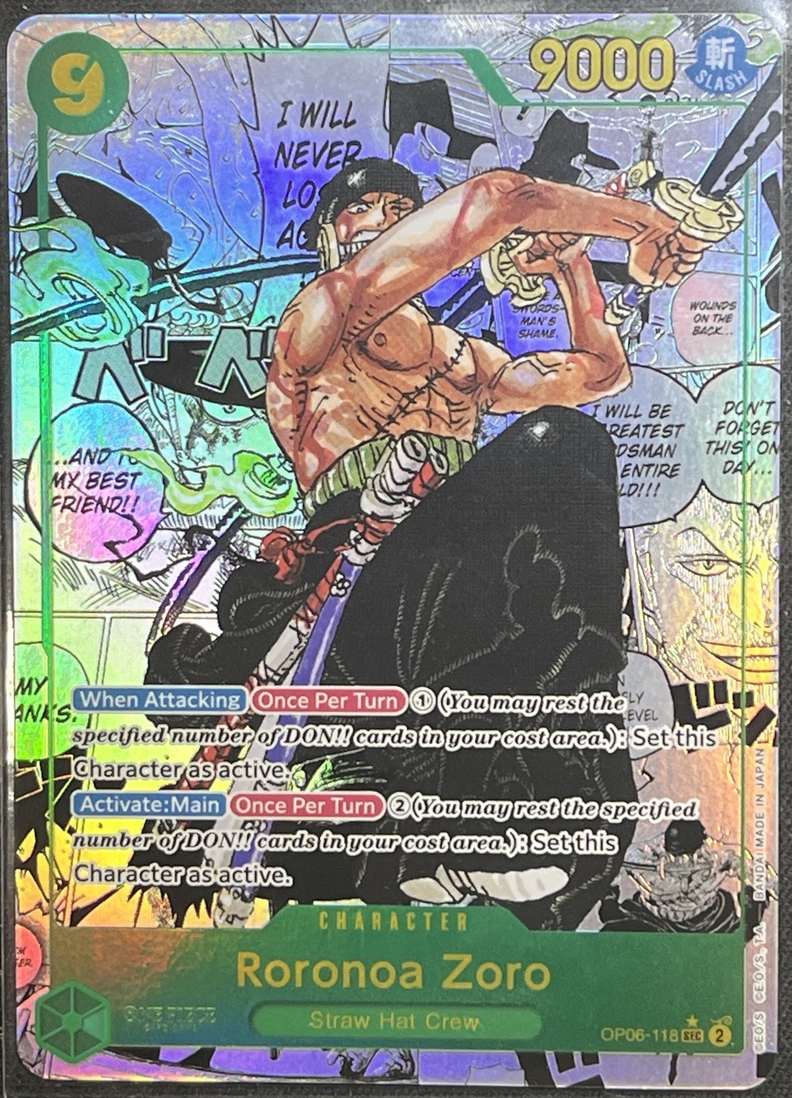 NM Roronoa Zoro Manga OP06-118 One Piece Wings of the Captain English