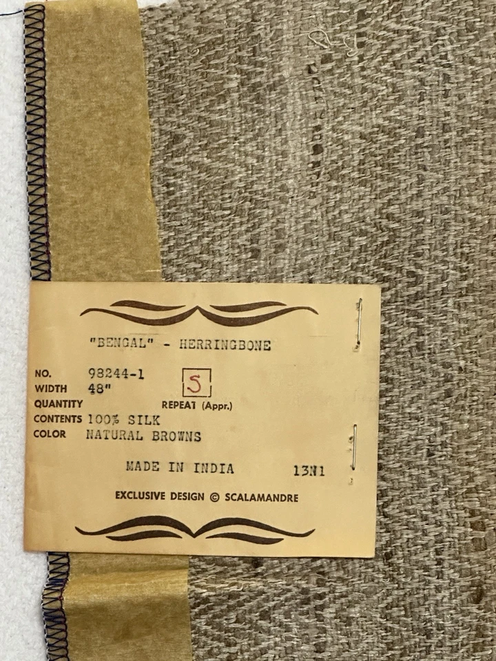 Scalamandre Bengal Herringbone 100% Silk Fabric Sample Remnant 24" x 29" - Image 2 of 4
