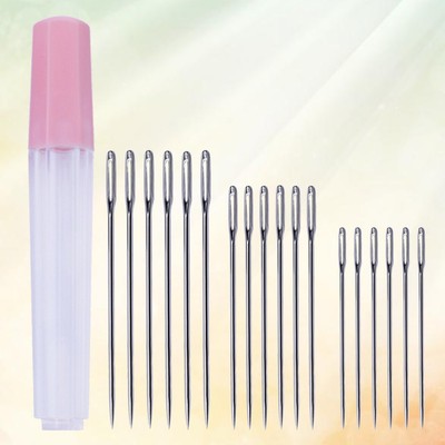 19 Pcs Stainless Steel Large Hole Pointed Needles DIY Steel Yarn Knitting