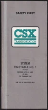 CSX Transportation Railroad System Employee Timetable #1 4/1 1989