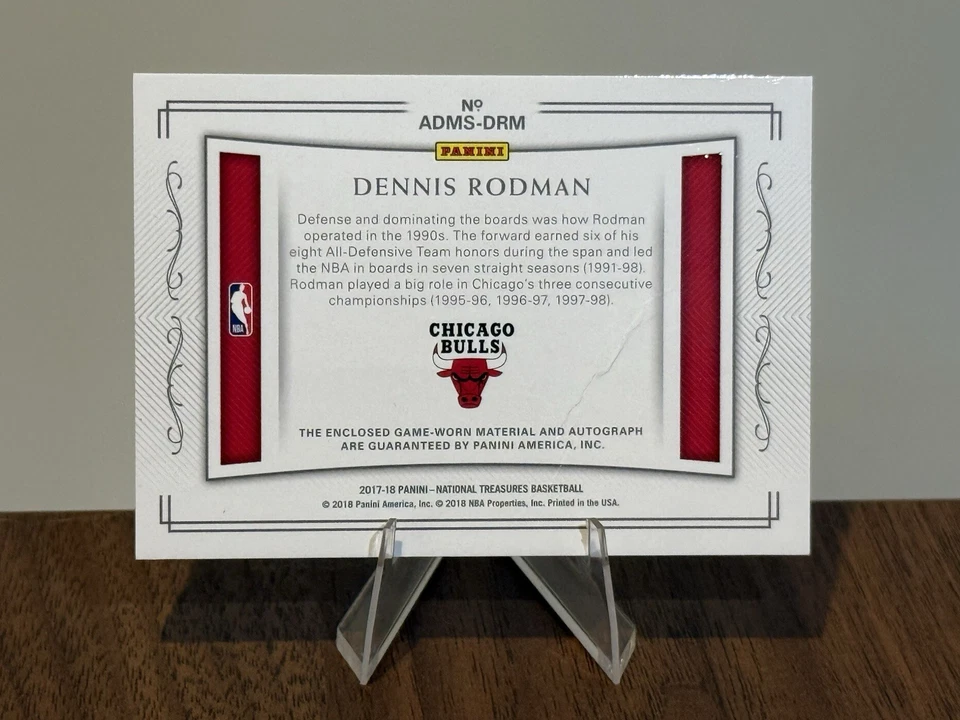 2017 National Treasures Dennis Rodman Gold Patch Auto /10 Game Worn *read desc* - Image 4 of 4