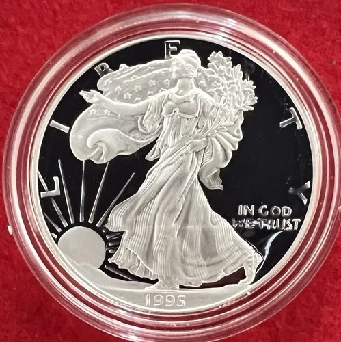 1995 P $1 American Silver Eagle Us Mint Proof Coin 1 oz .999 Fine OGP COA BOX