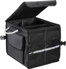 Frcctre Car Trunk Organizer With Lid, Small 28L Collapsible Black 