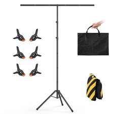 T-Shape Backdrop Stand 8x5.3FT, Height and Width Adjustable Background Stand ...