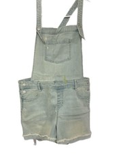 Cat Jack Girls' Light Blue Denim Shortalls XL 14/16 Super Stretch
