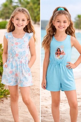 Disney Moana Romper  for Girls Size 8.   2 Piece Set You Get Both Sets For Price