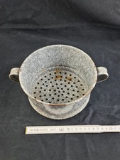 Sieb Seiher Durchschlag Emaille Email Vintage Deko grau Küche