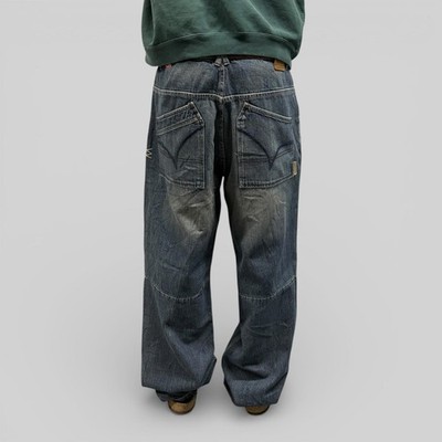 Vintage Brandneu mit Etikett Ecko Unltd Baggy Wide Leg Hip Hop Jeans blau W36 x L33