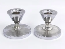 A PAIR OF ART DECO SILVER CANDLESTICKS BIRMINGHAM 1934